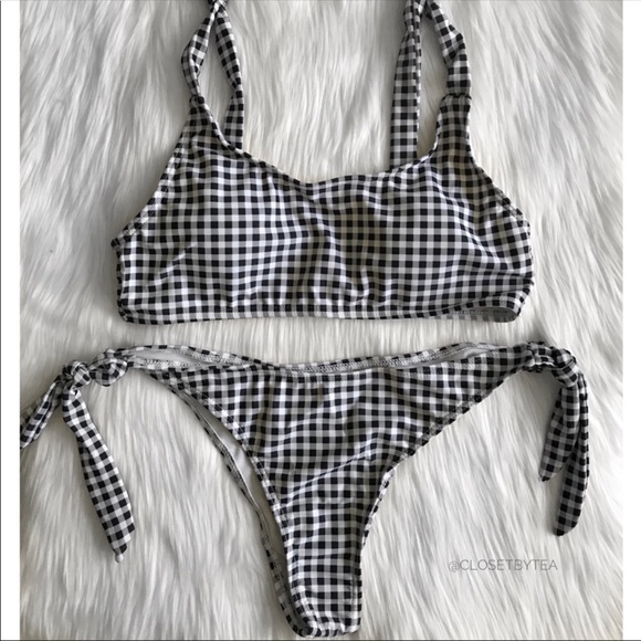 Plaid Bikini Black and White 🖤 - Picture 2 of 3